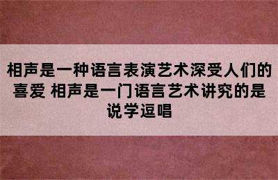 相声是一种语言表演艺术深受人们的喜爱 相声是一门语言艺术讲究的是说学逗唱